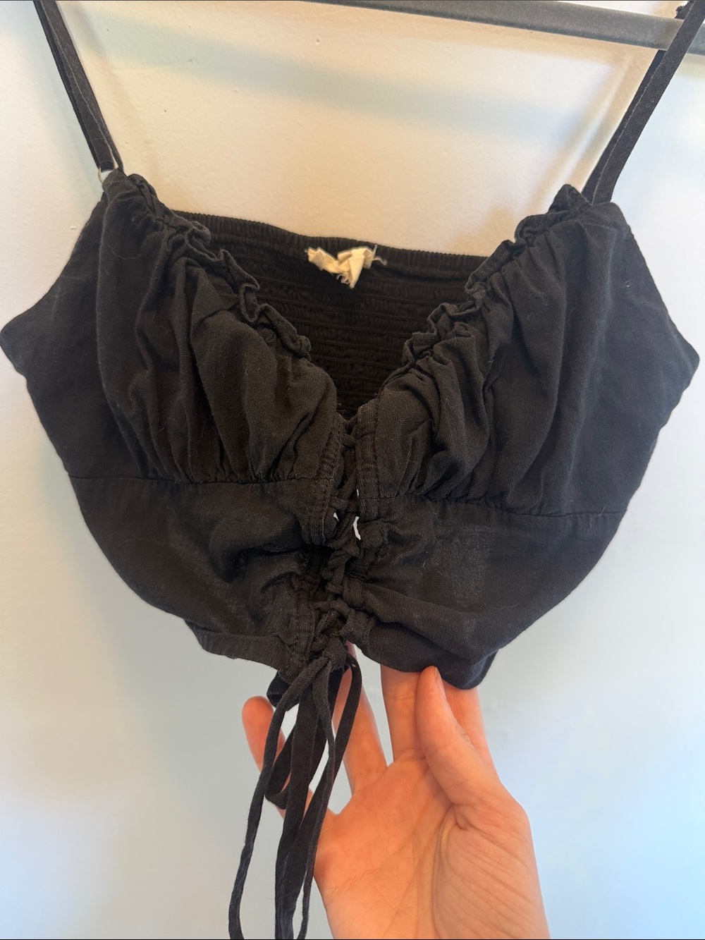 Pacsun Black Ruched Laced up Crop Top - Picture 3 of 4